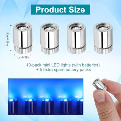 20pcs Mini Led Lights for Craft, Tiny Small Light with 30pcs Batteries - color: Blue