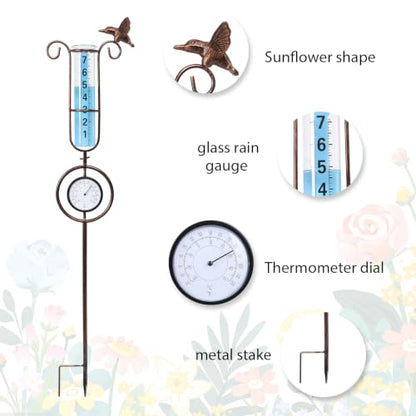 MUMTOP Rain Gauge Outdoor, Bird Rain Gauge for Lawn, Yard and Garden