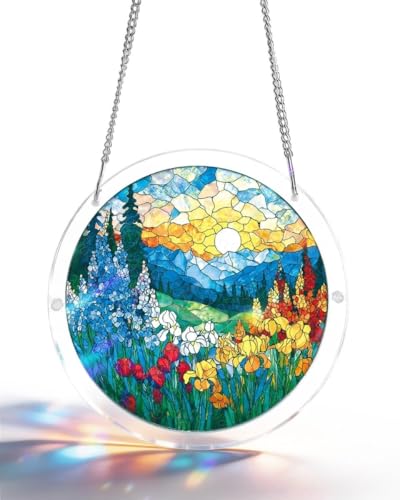 Acrylic Jigsaw Puzzle Suncatcher - Wildflower Valley - color: Wildflower Valley, size: S-7.4in*7.4in