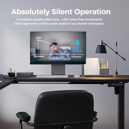 Agilestic L Shaped Electric Standing Desk Adjustable Height, 63 Inch, Black - color: Black, size: 63x55 Inch