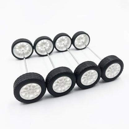 10PCS Toy Car Wheels 38mm Rubber Tire with 5PCS Shaft Round Axles for for DIY Model Toy RC Car Accessories (2.5X38MM) - style: 2.5X38MM
