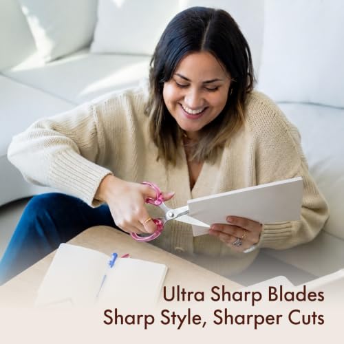 OfficeGoods 9” Stainless Steel Acrylic Scissors, Pink with Silver Metal - color: Pink With Silver Metal