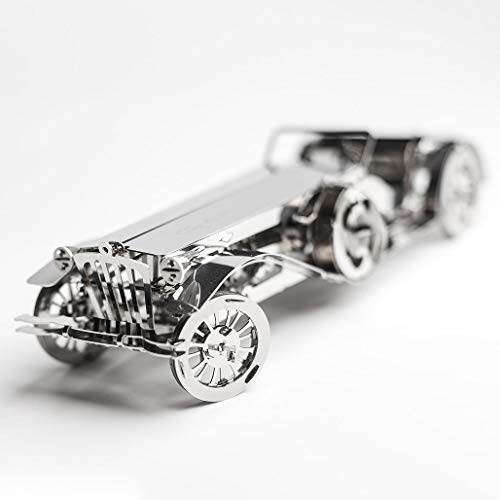Model Car Kit 3D Model kit Glorious Cabrio2 - Moving Wind-Up Retro Car Collectible | 3D Puzzle for Adults - Metal DIY Kit | DIY Construction Set of a Vintage Car