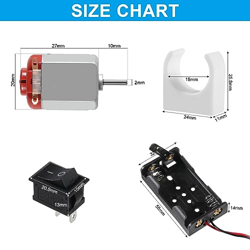 6 Sets DC Motors Kit Mini Electric Hobby Motor 3V -12V 25000RPM with Plastic Gears 2X AA Battery Holder Boat Rocker Switch Shaft Propeller for DIY Science Projects