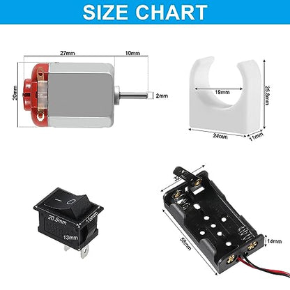6 Sets DC Motors Kit Mini Electric Hobby Motor 3V -12V 25000RPM with Plastic Gears 2X AA Battery Holder Boat Rocker Switch Shaft Propeller for DIY Science Projects