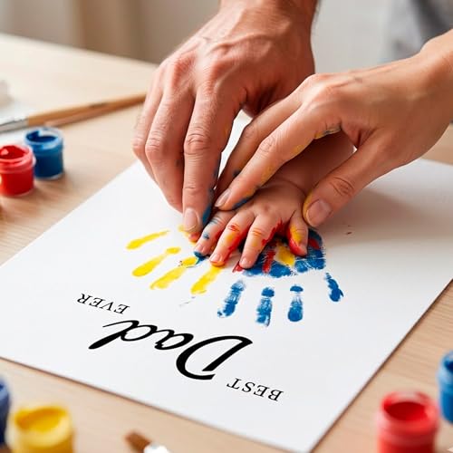 Fathers Day Crafts from Kids - Custom Handprint Set 3, Personalized Best Dad Ever Handprint Kit Family Handprint Craft Keepsake Personalized Fathers Day Dad Gifts from Kids Daughter Son for New Dad - color: Dadhandprintcard