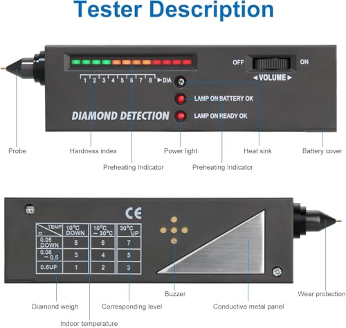 Diamond SE Tester- Professional Diamond & Moissanite Detector, 2-Second Results with LED/Sound Alert, Portable Gemstone Tester for Jewelry, Pawn Shops, Home Use (Includes Case & Batteries)