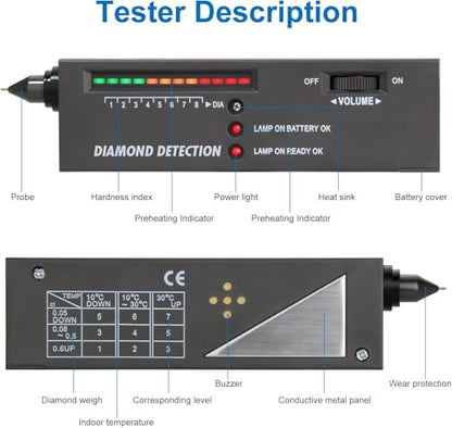 Diamond SE Tester- Professional Diamond & Moissanite Detector, 2-Second Results with LED/Sound Alert, Portable Gemstone Tester for Jewelry, Pawn Shops, Home Use (Includes Case & Batteries)