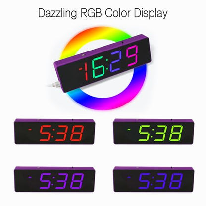 EIELE Soldering Practice Kit 4-Digit RGB Colour LED Digital Clock Kit with colourful case Suitable for students and beginners to solder and learn Adult Electronic Soldering Projects (purple case) - color: Purple Case