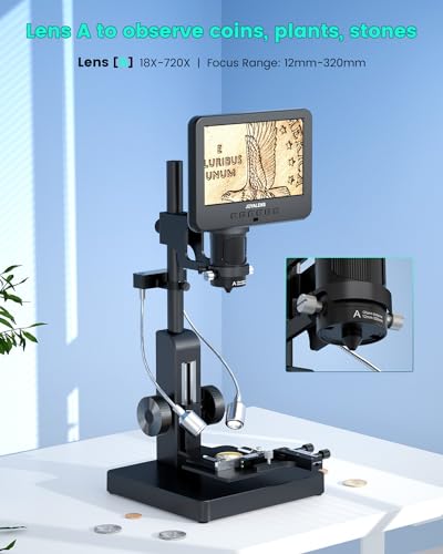 JL266S 5 Lens HDMI Digital Microscope 5000X with 7'' Screen