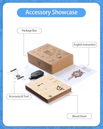 3D Puzzles for Adults, Owl Clock 3D DIY Model Kit Crafts