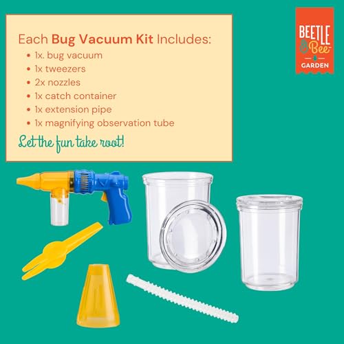 Beetle & Bee Bug Vacuum Toy Set for Kids - Insect Catching Kit with Toy Bug Gun, Tweezers, Magnifying Tube & Nozzles - Fun Bug Collection Kit for Backyard Exploration, Ages 5+
