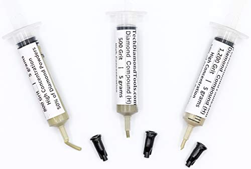 TechDiamondTools Diamond Polishing Paste Kit — 3 Grits (500, 800, 1200) | USA Made | Oil-Based Syringes | Progressive Polishing Set for Metal, Glass, Gemstone, Knife, Jewelry | 50% Diamond Powder - size: 500 800 1200 Grit, style: High 50% concentration