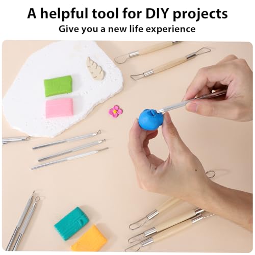 Tovotum 14PCS Ceramic Pottery Clay Sculpting Carving Modeling Tools Set