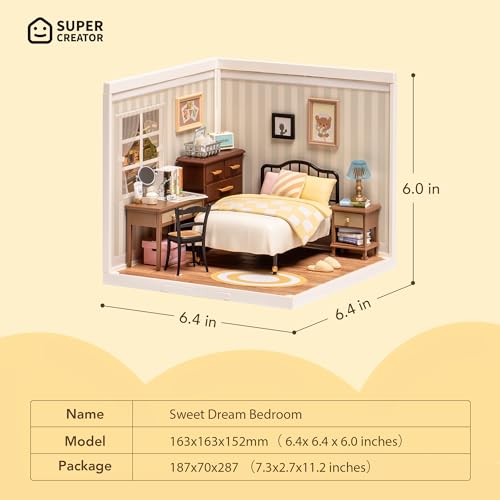 Super Creator-Mini Blocks Model Building Set for Adults, Miniature Plastic House Kit Super Store-Building Blocks Toys, DIY Crafts/Hobbies for Adults (Sweet Dream Bedroom) - style: Modern/Minimalist
