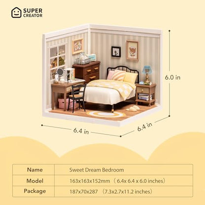 Super Creator-Mini Blocks Model Building Set for Adults, Miniature Plastic House Kit Super Store-Building Blocks Toys, DIY Crafts/Hobbies for Adults (Sweet Dream Bedroom) - style: Modern/Minimalist