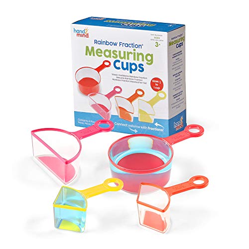 hand2mind Rainbow Fraction Measuring Cups, Kids Montessori Kitchen Tools, Toddler Cooking Tools, Sensory Table Materials, Fraction Manipulatives, Homeschooling Supplies, Easter Baking (Set of 4)