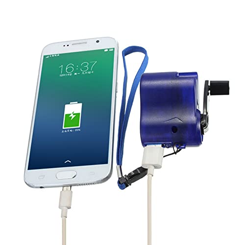 Portable Emergency 5V Hand Crank Generator Charger for Cell Phone, USB - color: Blue