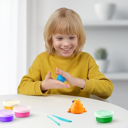 HEY CLAY Fat Brain Toys Exotic Pets 15 cans - Colorful Modeling Air Dry Clay for Kids - Air Dry Clay Kit 15 Cans with Fun Interactive App - color: Exotic Pets