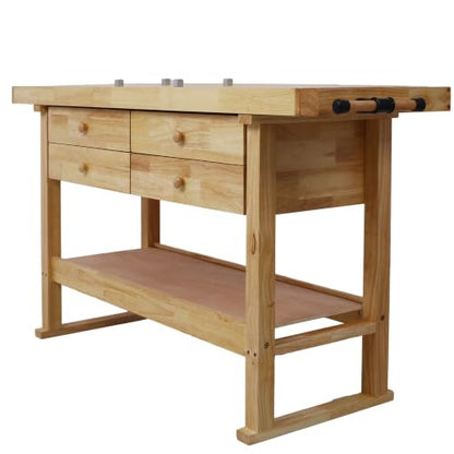 60 in Wood Workbench with 4 Drawers and 4 Bar Clamps