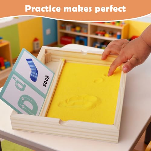 Montessori Sand Tray with Math & Alphabet Learning Cards