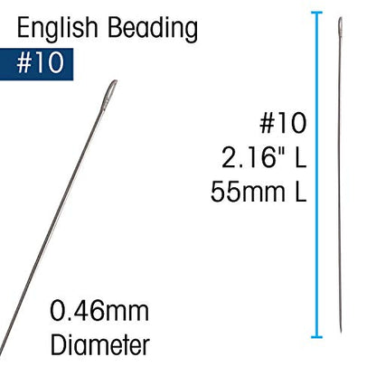 The Beadsmith English Beading Needles, Size 10, 4 Needles per Card - size: #10 - 4 Needles