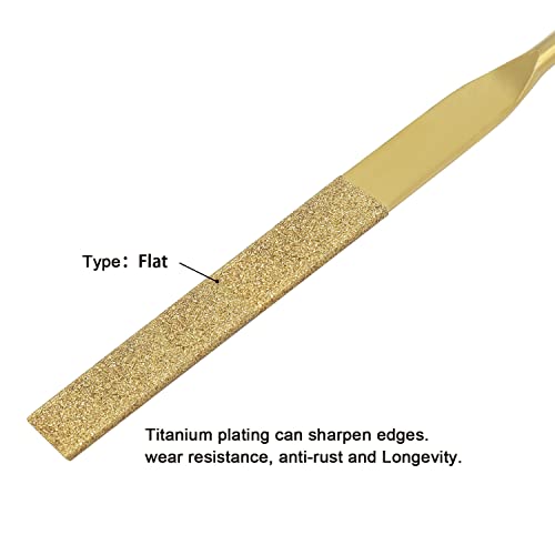 10 PCS Diamond Needle File (3×140mm) 150 Grit Titanium Coated Mini Metal Files Flat Files for Precision Metal File Work Miniature DIY Jewelers/Glass/Ceramic
