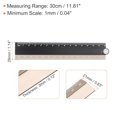 HARFINGTON 2pcs Folding Straight Ruler 30cm Metric Aluminum Alloy Protractor Foldable Angle Ruler Geometric Measuring Tool with Angle Line for Architects Artists Office, Black Gold/Red Green - color: Black Gold/Red Green