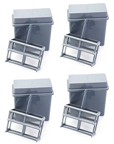QWORK Microscope Slides Staining Jar and Rack, 24-Slots, 4 Pack, Grey, WD30029