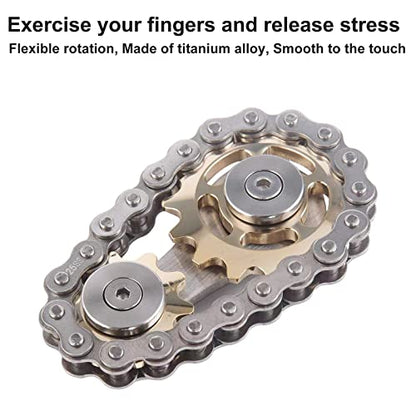 Bike Chain Gear Fidget Spinner Metal Sprocket Chain Fidget Toy, Gold - color: Gold Plating Sprockets