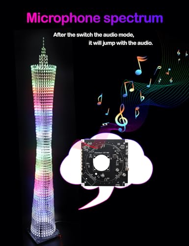Led Canton Tower Model DIY Electronic Kit, LED Cube Model Handmade Soldering Project Kit, 64 LED Circles, Height 1 Meter. (GZT-64) - size: GZT-64