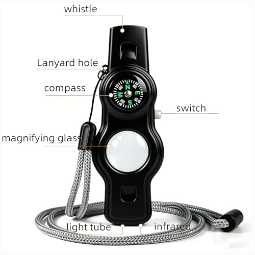 Emergency Survival Safety Whistle，Whistle for Kids with Lanyard,Compass,Thermometer,Ideal for Kayaking, Boating, Hiking, Camping, Climbing - color: Black Whistle 2pcs