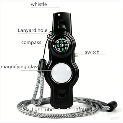 Emergency Survival Safety Whistle，Whistle for Kids with Lanyard,Compass,Thermometer,Ideal for Kayaking, Boating, Hiking, Camping, Climbing - color: Black Whistle 2pcs