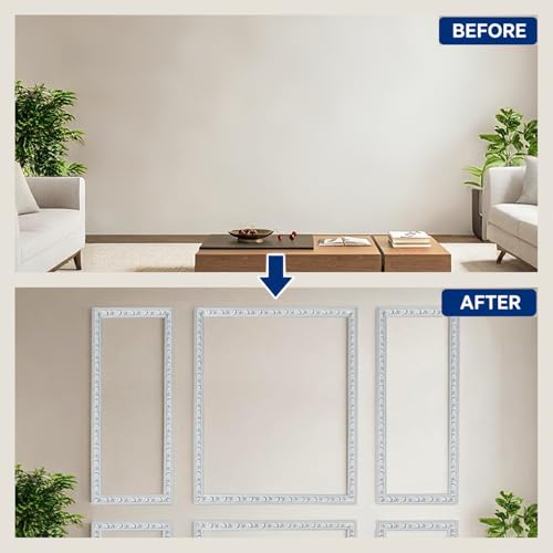 Peel and Stick Wall Molding Kit, Premade Accent Wainscoting Panels,24x60in - color: Floral-24x60in