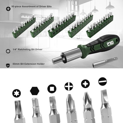 Prostormer 259-Piece Tool Kit, Household Essential Tool Set, Green - color: Green