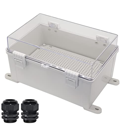 Zulkit Junction Box ABS Plastic Dustproof Waterproof IP65 Electrical Boxes Hinged Shell Outdoor Universal Project Enclosure Grey Clear Cover With Mounting Plate 11.8 x 7.9 x 6.3 inch (300x200x160mm) - size: 11.8" x 7.9" x 6.3"