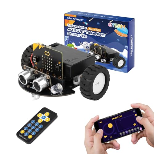 ACEBOTT Robotics for Kids Ages 8–12 12-16, Smart Robot Car Kit Compatible with BBC Micro:bit V2, STEM Toys Coding Robot Kit Compatible with Lego, Gifts for Kids and Teens(Not Included Micro:Bit) - color: Blue-b