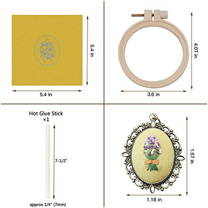 ZOCONE 4 Packs Embroidery Necklace Kits, Embroidery Pendant Kit Mini Cross Stitch Kit with Hoop, Necklace, Pendant, Stamped Pattern Cloth, Instructions, etc. Embroidery Kits for Adults - color: 4 Packs-D