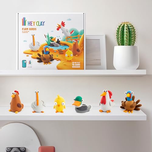 HEY CLAY Farm Birds Air Dry Clay Modeling Kit for Kids Age 3+ - color: Farm Birds