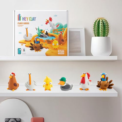 HEY CLAY Farm Birds Air Dry Clay Modeling Kit for Kids Age 3+ - color: Farm Birds