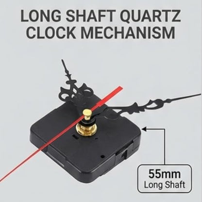 55 mm Long Shaft Quartz Clock Movement Clock Parts Repair Kit M5168 (Black)