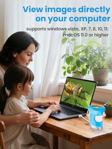 Microscope for Kids, 2.4 Inch Digital Microscope with 1000X Magnification, Handheld Camera Mini Pocket Magnifying Glass, Educational Birthday Gifts Toys for Ages 3+, Blue - color: Blue