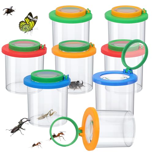 Coopay 8 Pieces Magnifying Insect Box Bug Viewer Critter Insect Cage Bug Magnifier Container Bug Catcher Cage Bug Jar Collecting Kit for Children, Kids Science Nature Exploration Tools - style: 8 Pack Set