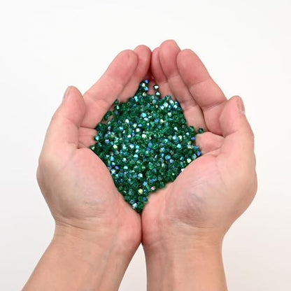 1000pcs 4 mm Bicone Crystal Beads Faceted Crystal Glass Beads Bulk for Jewelry Making DIY Necklace Bracelet Earring (Emerald AB Color) - color: Emerald AB