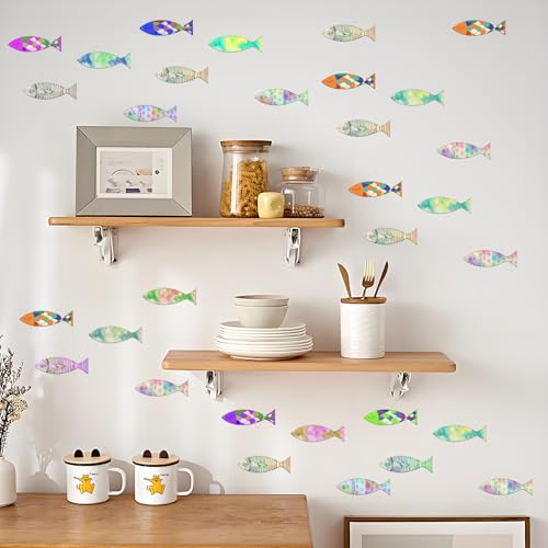 36Pcs Wooden Fish Decor Cutouts - 4 Styles DIY Crafts to Paint Shapes for Animal Decorations, Ornaments With Hemp Rope for Personalization