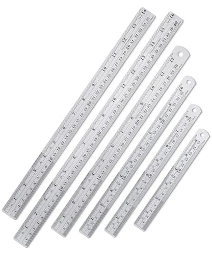 Mr. Pen- Metal Straight Edge Ruler, 6 pcs, 6", 8", 10", 12", 14", 16" - color: Silver, size: 6, 8, 10, 12, 14, 16 inch