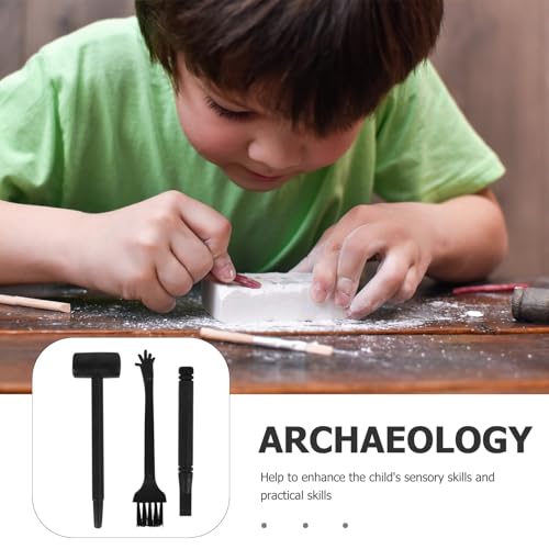 Kisangel 10 Sets Dino Digging Kit, Kids Hammer Chisel and Brush Set for Gem