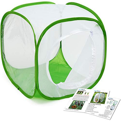 Insect and Butterfly Habitat Cage Terrarium Pop-up 12 X 12 X 12 Inches, Polyester Bottom for Easier Clean - size: 12 x 12 x 12 inches