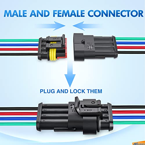 Nilight 10 Pack 4Pin Electrical Wire Connectors Male and Female Plug Socket - size: 4Pin Wire Harness 10Sets