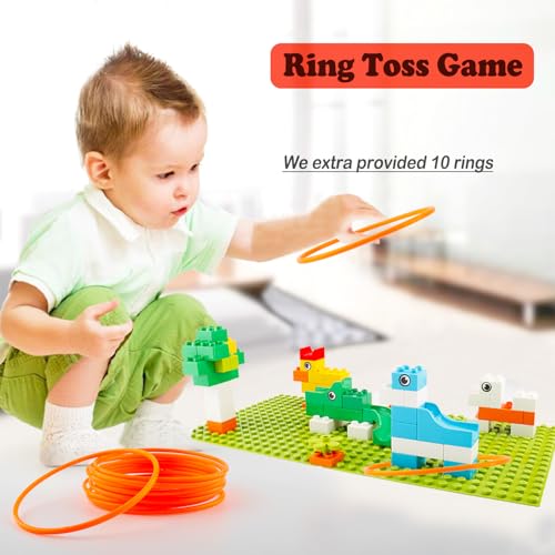 Anpcso Marble Run Building Blocks, 128 PCS STEM Toy with Toss Ring Game - style: with ring toss